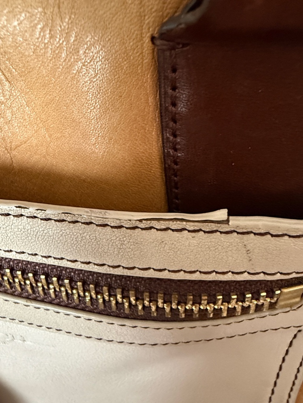 Coach Legacy Leather Satchel Colorblock Tan Cream Brown Tassel Shoulder Bag - Picture 3 of 7